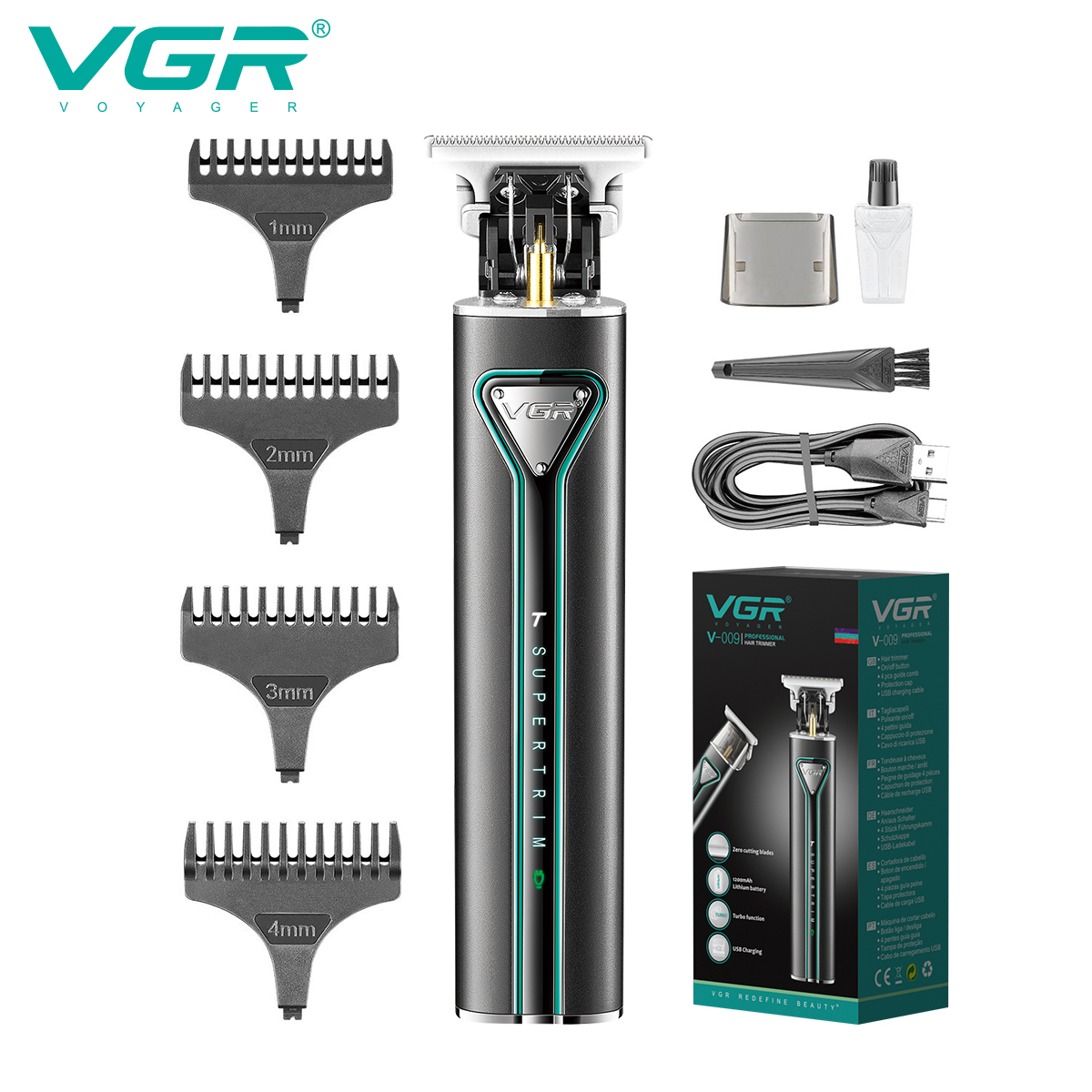 Máquina de cortar e aparar cabelo e barba VGR V-009