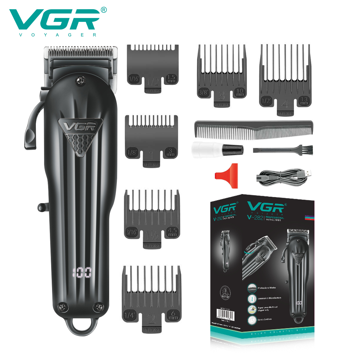 Máquina de cortar cabelo elétrico VGR V-282